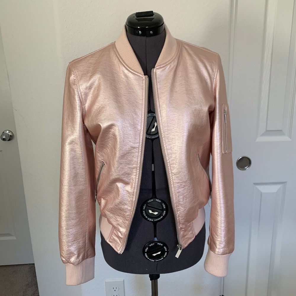 Metallic pink bomber jacket